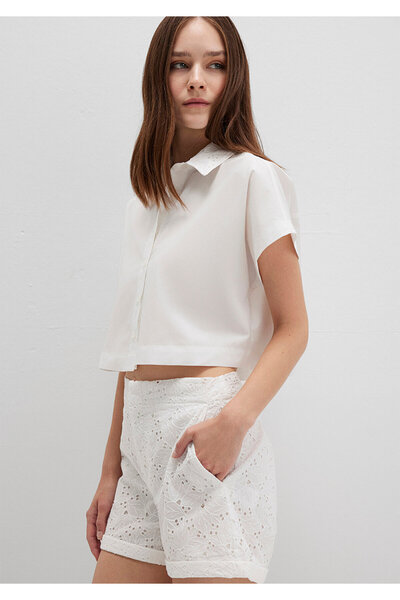 Mavi Collar Detailed Crop Ecru Shirt Crop / Short Cut 1211170-70057