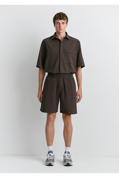 Mavi Linen Blend Brown Shorts 0410278-86683
