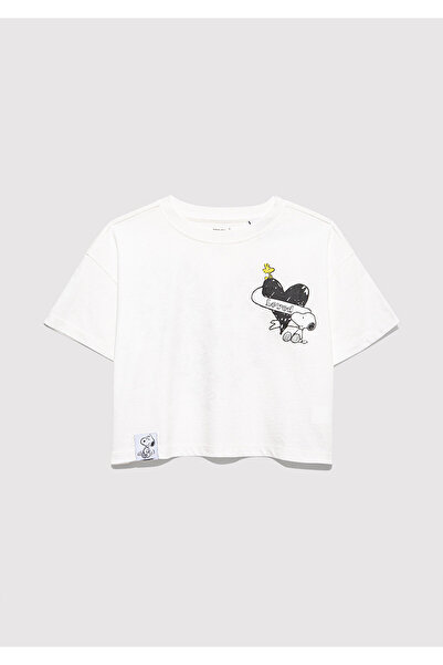 Mavi Peanuts Printed Ecru T-Shirt Loose Fit / Loose Relaxed Fit 7610373-70057