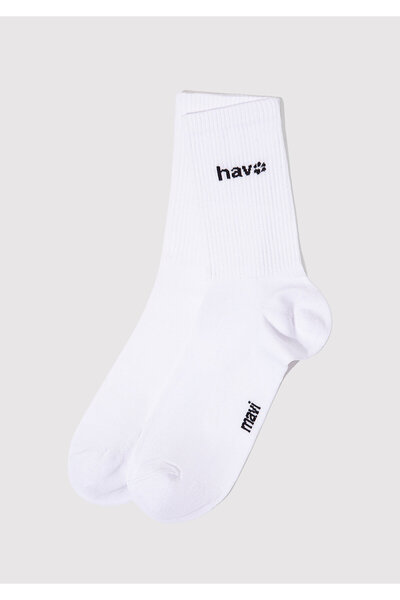 Mavi Air Printed White Socket Socks 0912075-620