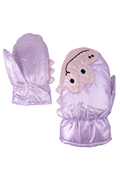 İşnar Kar Eldiveni Lila Parmaksız Çocuk Kar Eldiven 2-4 Yaş Timsah Desenli Model 4114-5841