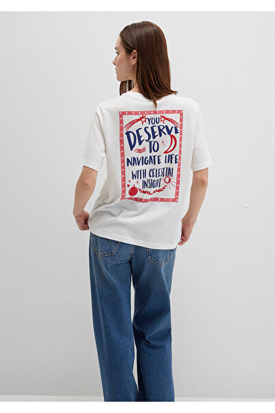 Mavi Planet Printed Ecru T-Shirt Regular Fit / Standard Cut 1613522-70057