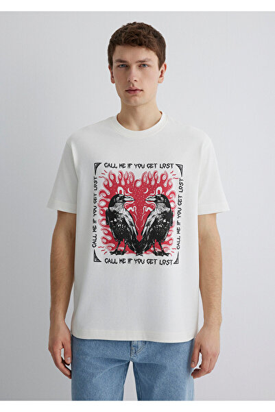 Mavi Μπλουζάκι εκρού με στάμπα Loose Fit / Loose Relaxed Fit 0612808 -70057