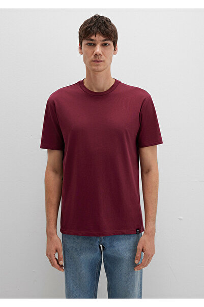 Mavi Label Detailed Burgundy Basic T-Shirt Loose Fit / Loose Casual Cut 0611824-70394