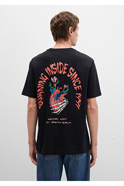 Mavi Μαύρο μπλουζάκι με στάμπα στην πλάτη Loose Fit / Loose Relaxed Fit 0612931-900