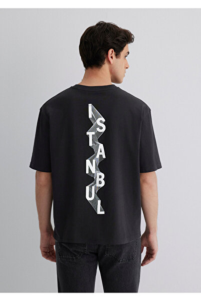 Mavi Ιστορία της Κωνσταντινούπολης Μαύρο μπλουζάκι με στάμπα Relaxed Fit / Άνετη εφαρμογή 0613001-71379