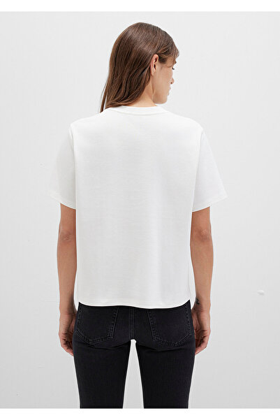 Mavi MV bedrucktes Interlock-T-Shirt in Ecru, reguläre Passform / normaler Schnitt 1613148-80194