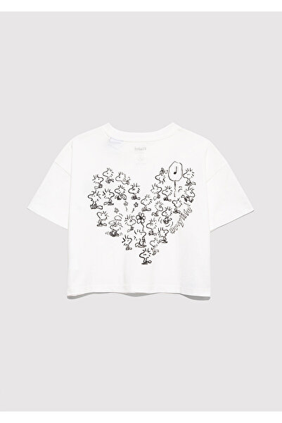 Mavi Peanuts Printed Ecru T-Shirt Loose Fit / Loose Relaxed Fit 7610373-70057