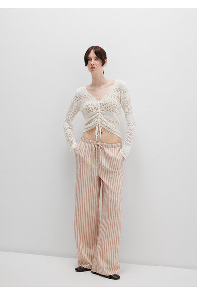 Mavi Beige Striped Pants with Tie Waist 1011024-90719