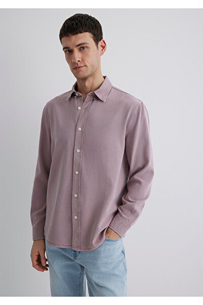 Mavi Leinen-Mischgewebe Rosa Tencel TM Lyocell-Hemd Regular Fit / Normaler Schnitt 0211482-89596