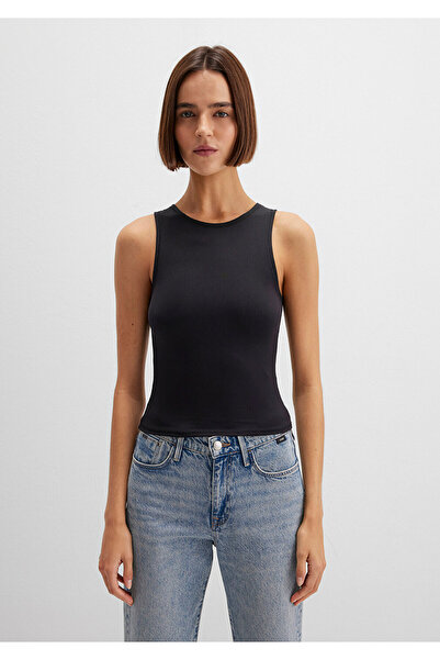 Mavi Halter Neck Μαύρο Πολυαμίδιο Μονόχρωμο Εφαρμοσμένο / Περικοπή που ταιριάζει στο σώμα 1613499-900