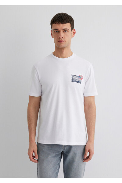 Mavi Λευκό μπλουζάκι Istanbul B με τύπωμα Regular Fit / Κανονική εφαρμογή 0612998-620