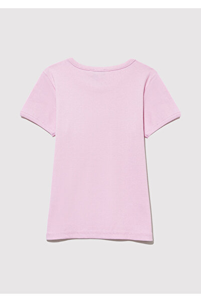 Mavi Ribbed Pink Basic T-Shirt Fitted / Fitted Cut 7610260-86953