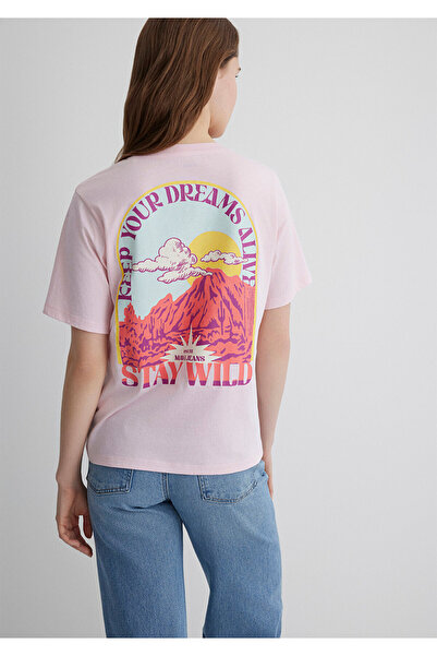 Mavi Astrologie-bedrucktes rosa T-Shirt, reguläre Passform, normaler Schnitt 1613169-70989