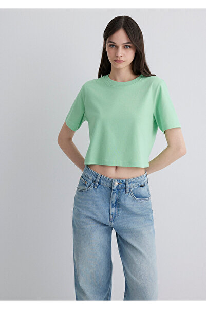 Mavi Green Crop Basic T-Shirt Crop / Short Cut 1613072-71759