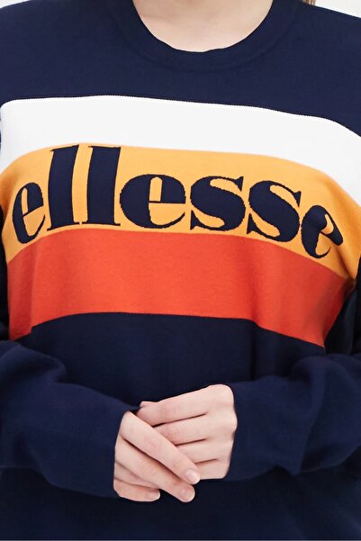 Michael Kors x Ellesse Women Crew Neck Long Sleeve Brand Logo Sweatshirt, Navy