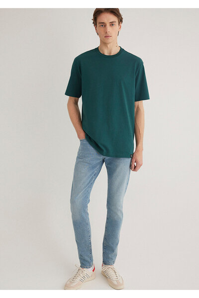 Mavi Πράσινο Basic T-Shirt με λεπτομέρεια ετικέτας Loose Fit / Loose Relaxed Fit 0611824 -87831