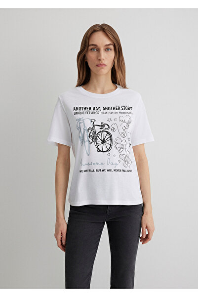 Mavi Bicycle Printed White T-Shirt Regular Fit 1613493 -620