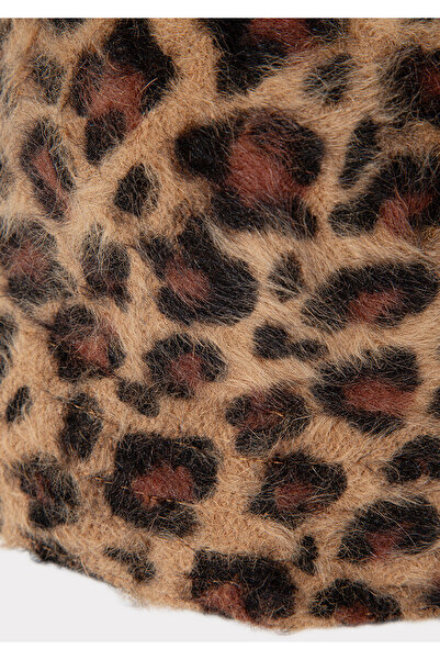 Mavi Peluş Leopar Desenli Bucket Şapka 198988-25818