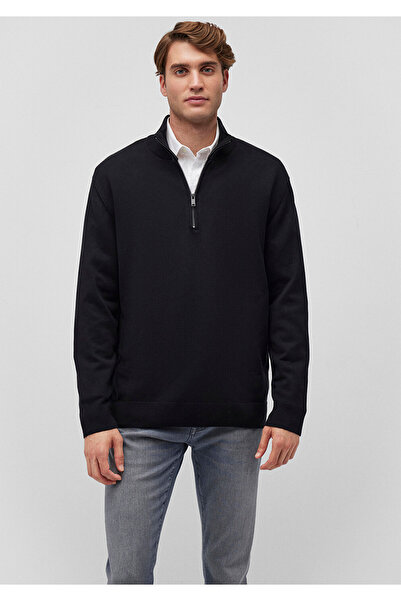 Mavi Світло-сірий светр з напівзастібкою та високим коміром, прямий крій, 0710256-900