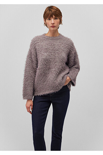 Mavi Purple Crew Neck Wool Blended Sweater - Loose Fit 1710564 -88549