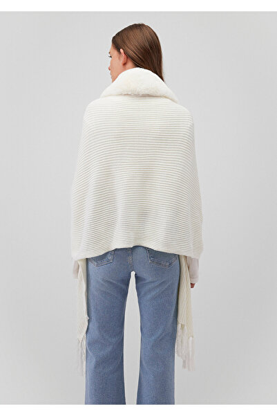 Mavi Ecru Poncho with Faux Fur Detail 195854 -34523