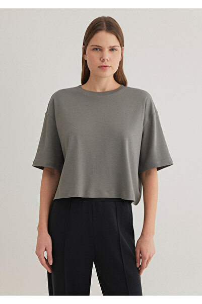 Mavi Sportovní luxusní šedé tričko volného střihu / volného uvolněného střihu 1613035 -85316