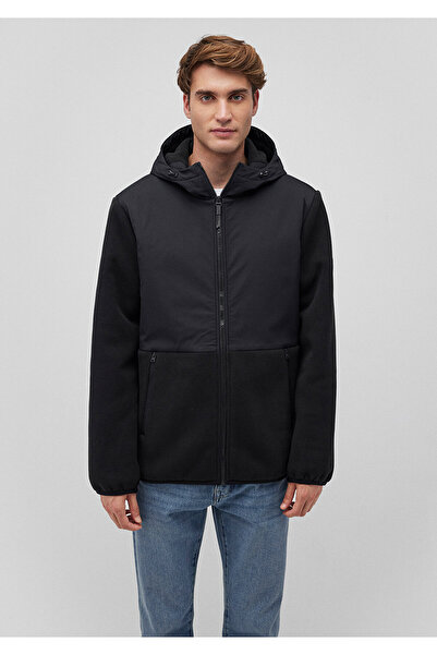 Mavi Μαύρο μπουφάν με λεπτομέρεια φλις και κουκούλα κανονική εφαρμογή / κανονική κοπή 0110461-900