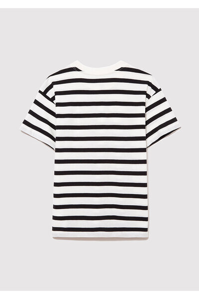 Mavi Tricou cu dungi negre cu sigla imprimat Regular Fit 6610251 -84041