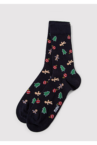 Mavi Marineblaue Socken mit Neujahrsmotiv 0911662-70500