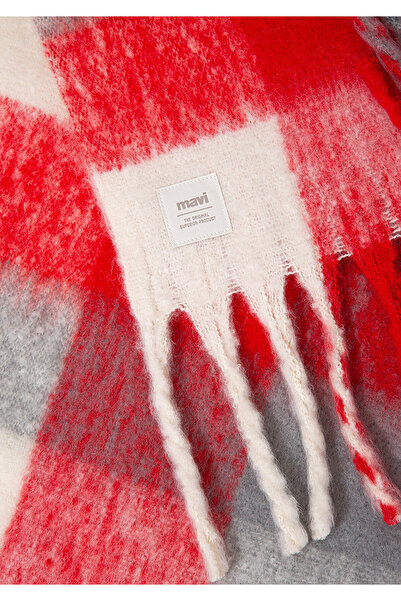 Mavi Karierter Schal mit Quasten 1911735-33099