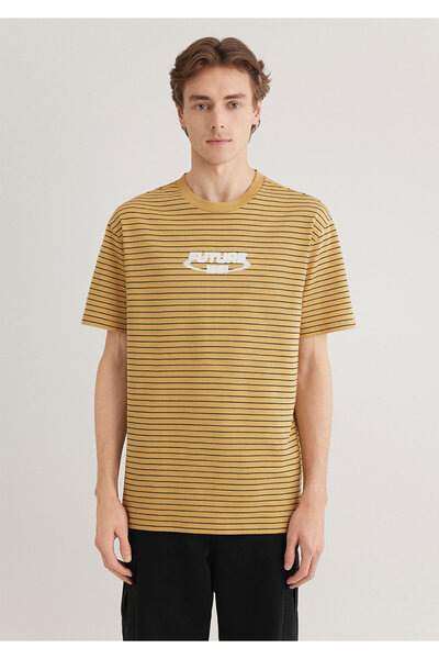 Mavi Μπλουζάκι με εμπριμέ ριγέ μουστάρδα Loose Fit / Loose Relaxed Fit 0612495 -70205