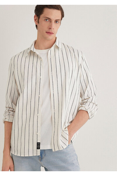 Mavi Сорочка з смужками з додаванням льону, прямий крій / нормальний крій 0211380-87737