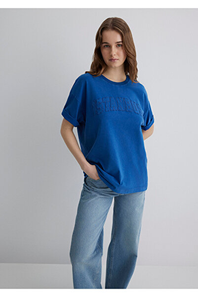 Mavi Tricou albastru cu imprimeu Istanbul Oversize / Wide Cut 1613219 -88121