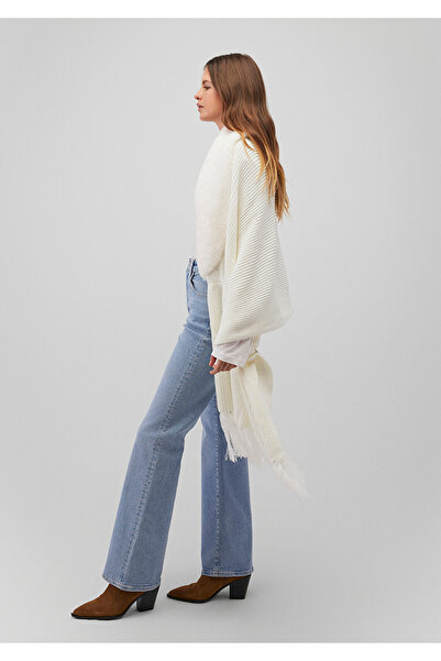 Mavi Ecru Poncho with Faux Fur Detail 195854 -34523