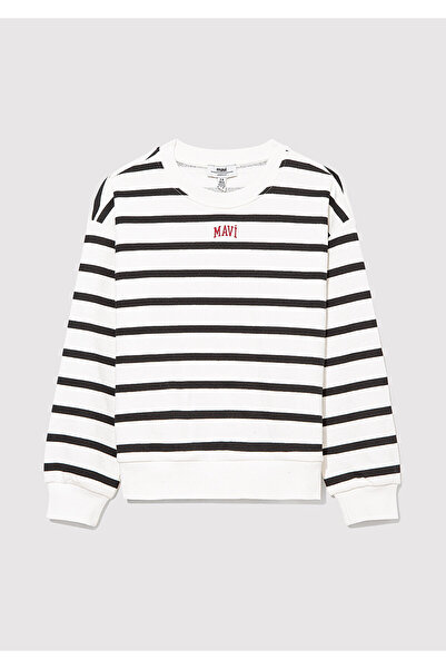 Mavi Černá pruhovaná mikina s potiskem loga 7s10038-900