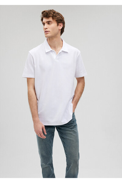 Mavi Locker geschnittenes weißes Polo-T-Shirt -0611904-620