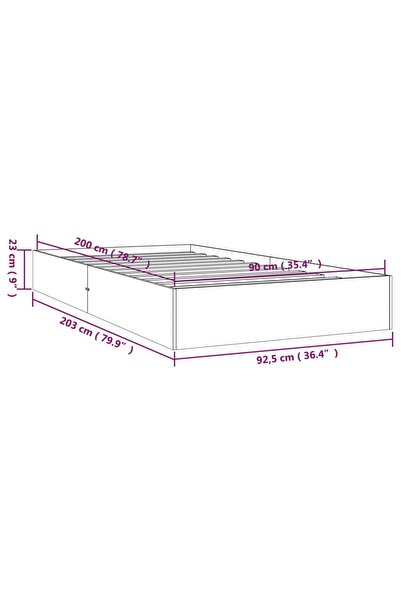 vidaxl Bed Frame without Mattress Solid Wood 90x200 cm