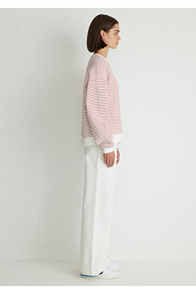 Mavi Červená pruhovaná mikina s potištěným logem 1s10100-86680