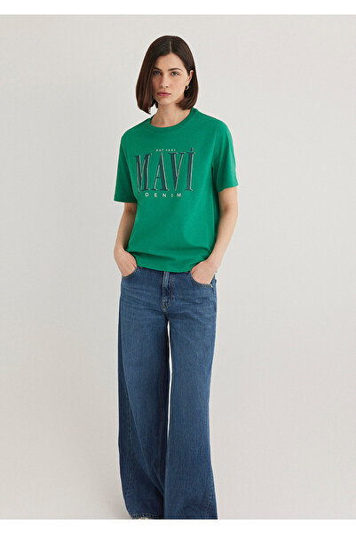 Mavi Zielony T-shirt z nadrukiem z logo Regular Fit / Regular Fit1611990-71877