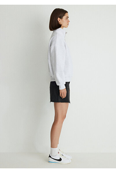 Mavi Λογότυπο με τύπωμα Φούτερ με ημι-φερμουάρ γκρι χρώμα 1S10179-85438