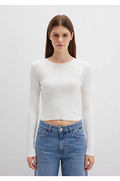 Mavi Crop-Pullover mit Rundhalsausschnitt in Ecru, Crop / Kurzer Schnitt 1710474-70057