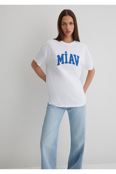 Mavi Λευκό μπλουζάκι Miav με στάμπα Loose Fit / Loose Relaxed Fit1612457-620