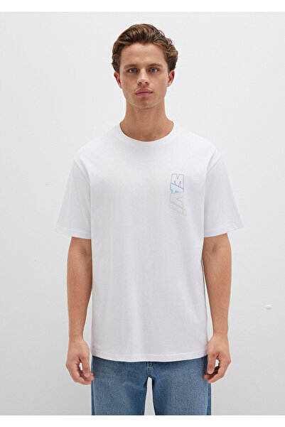 Mavi Weißes T-Shirt mit Logo-Rückendruck, lockere Passform / lockere, entspannte Passform 0612350 -620