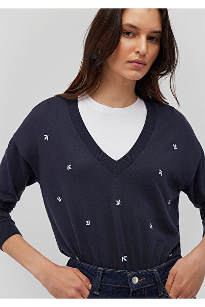 Mavi V Yaka Lacivert Kazak Regular Fit / Normal Kesim 1710507-86623