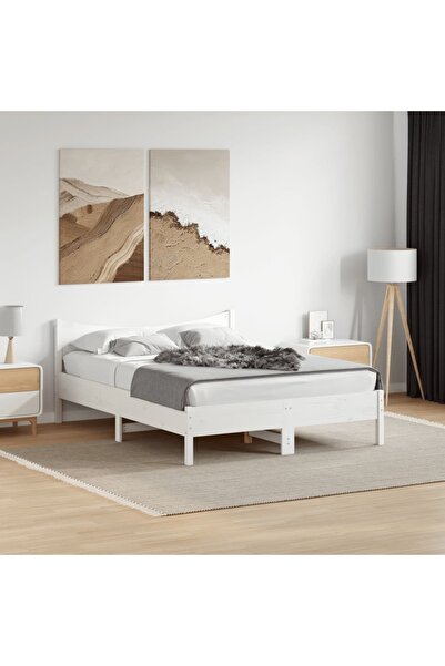 vidaxl Bed Frame without Mattress White 120x190 cm Small Double Solid Wood Pine