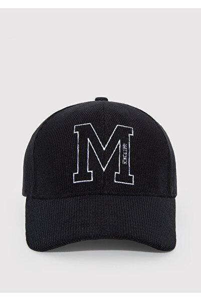 Mavi M Logo Baskılı Siyah Kadife Şapka 0911526-900