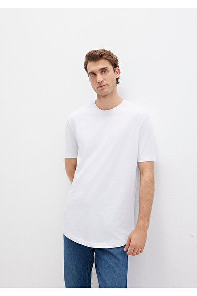 Mavi Langes weißes Basic-T-Shirt mit normaler Passform 067082 -620