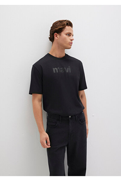 Mavi Schwarzes T-Shirt mit Logo-Print, lockere Passform 0611807-900