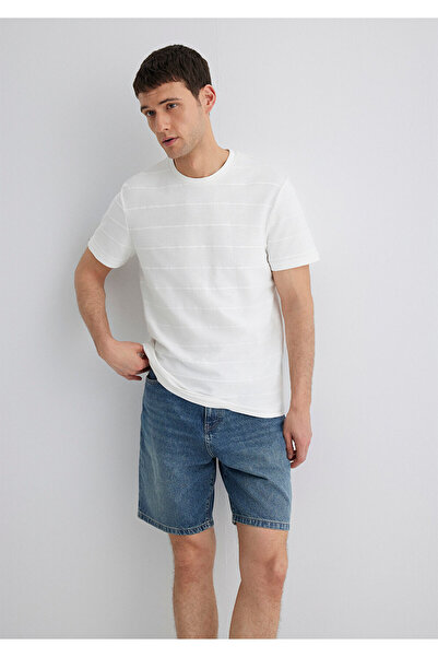 Mavi Tricou alb cu detaliu dungi, cu croială normală / croială normală 0611409-70057